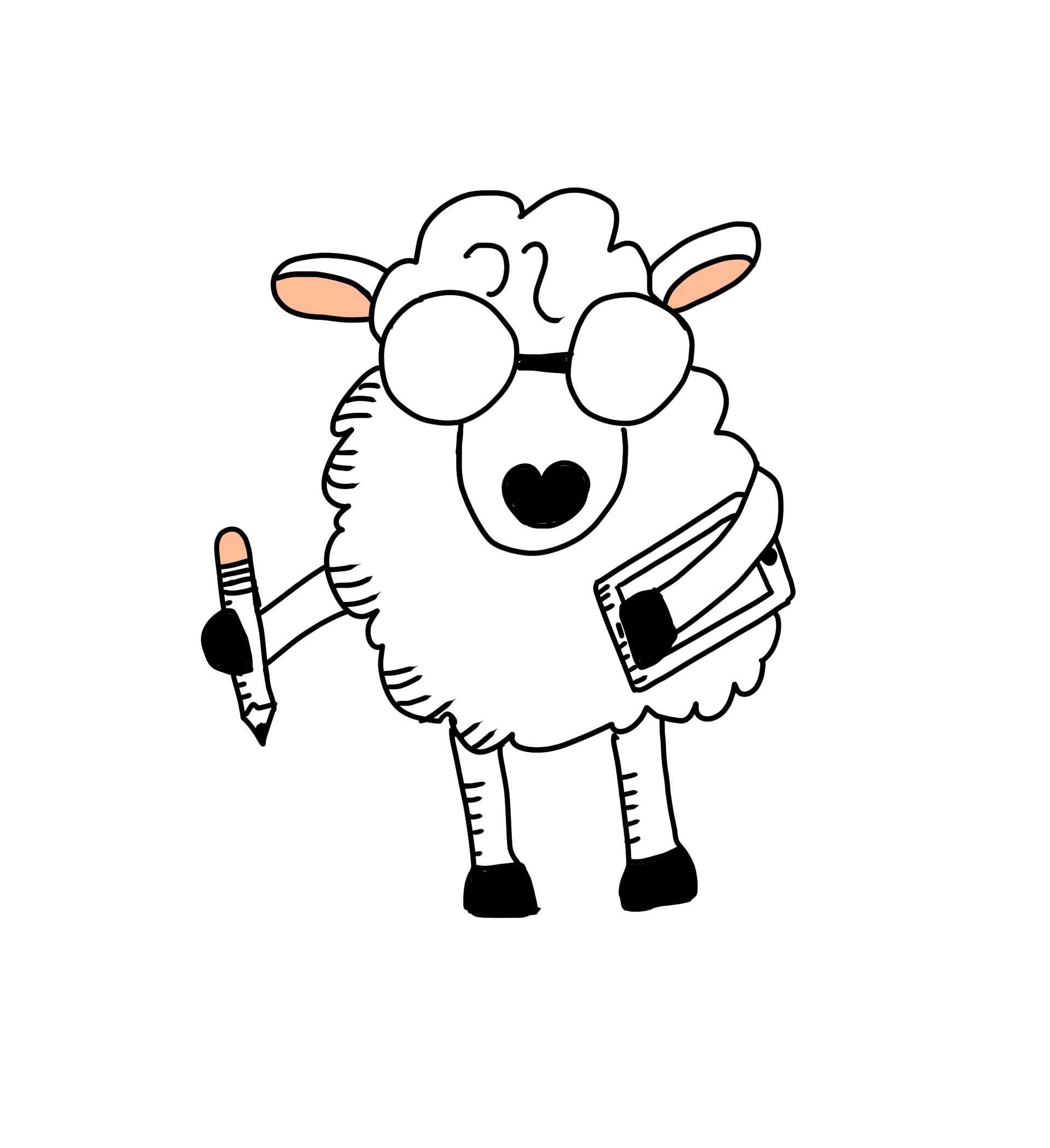 Drawing of cartoon sheep Analytical Animal as a strategic planning consultant for animal protection